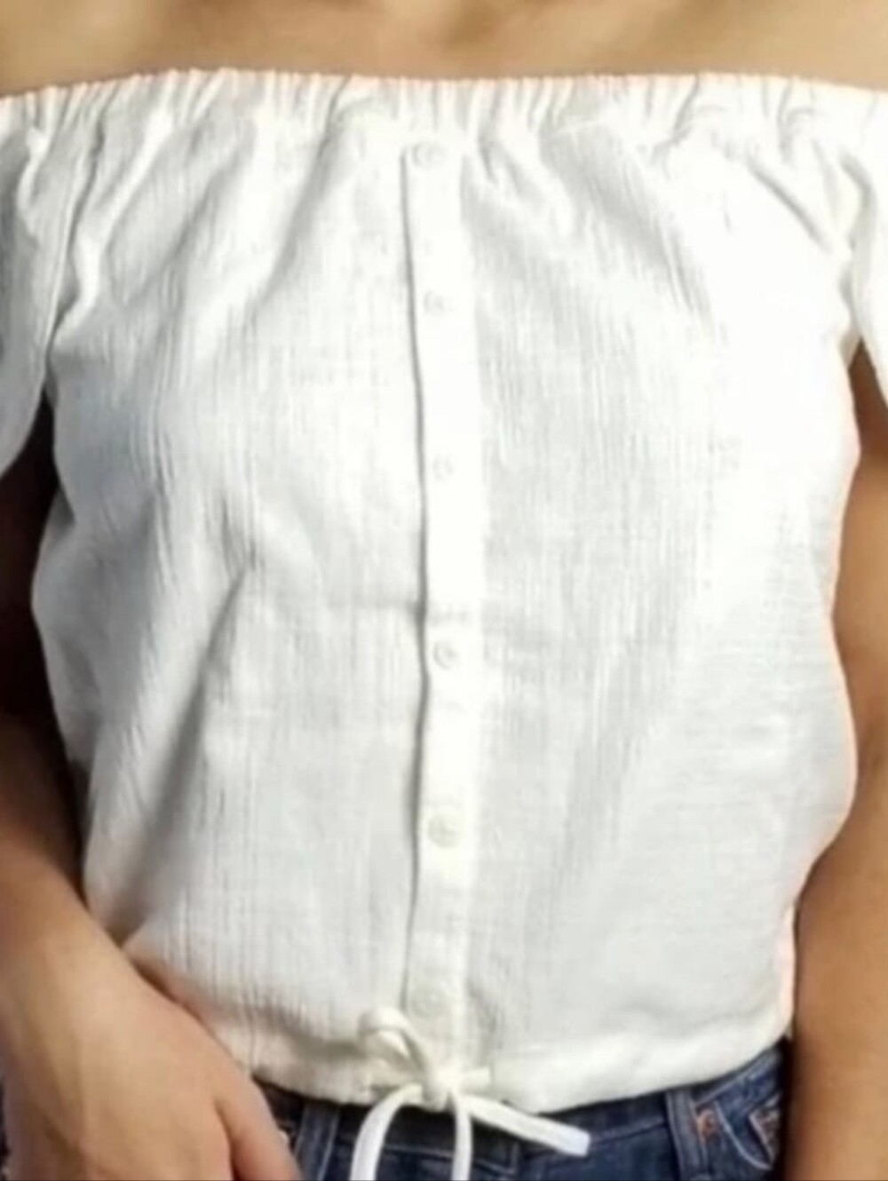 Madewell Women Size M Cream Ruffled Sleeve Peasant Top‎